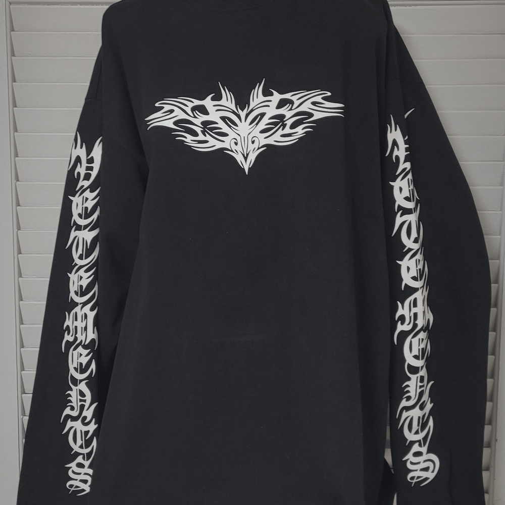Vetements Black Tee with White Tribal Graphics